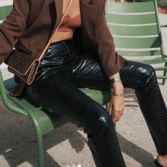 ZARA Faux Crocodile Leather Pants NWOT - Picture 1 of 8